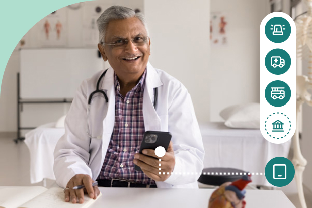 Doctor with smartphone