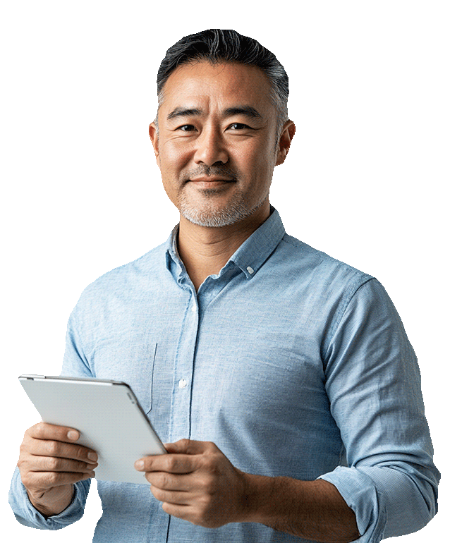 Procurement manager with tablet