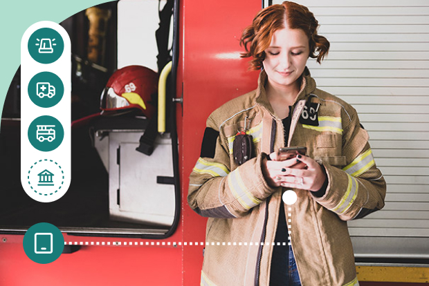 Public sector worker with mobile device